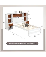 Gymax Twin Bed Frame w/ Storage Headboard & Nightstands 7 Compartments 3 Drawers