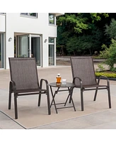 Mondawe 2 Piece Patio Chairs, Outdoor Camping Chairs with Breathable Textilene Fabric, Set of Garden Armrest High Backrest for Pa