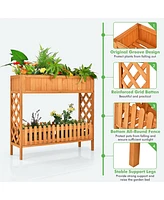 Gymax 2-Tier Raised Garden Bed Elevated Wood Planter Box for Vegetable Flower Herb