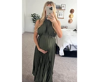 Pinkblush Maternity Olive Pleated Halter Dress