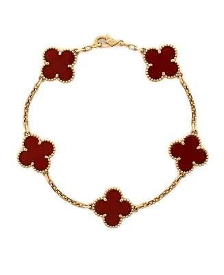 Pre-Owned Van Cleef & Arpels Vintage Alhambra 5 Motifs Bracelet 18K Gold and Carnelian