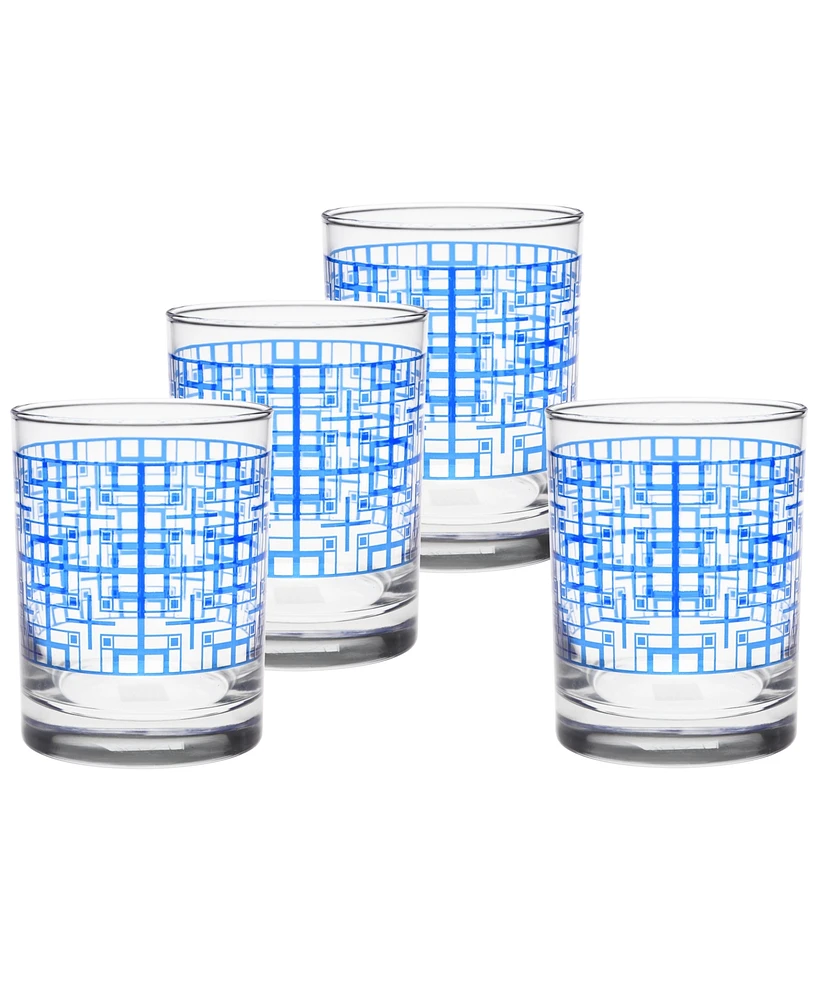 Frank Lloyd Wright Millard Block Double Old Fashioned Glasses, Set of 4