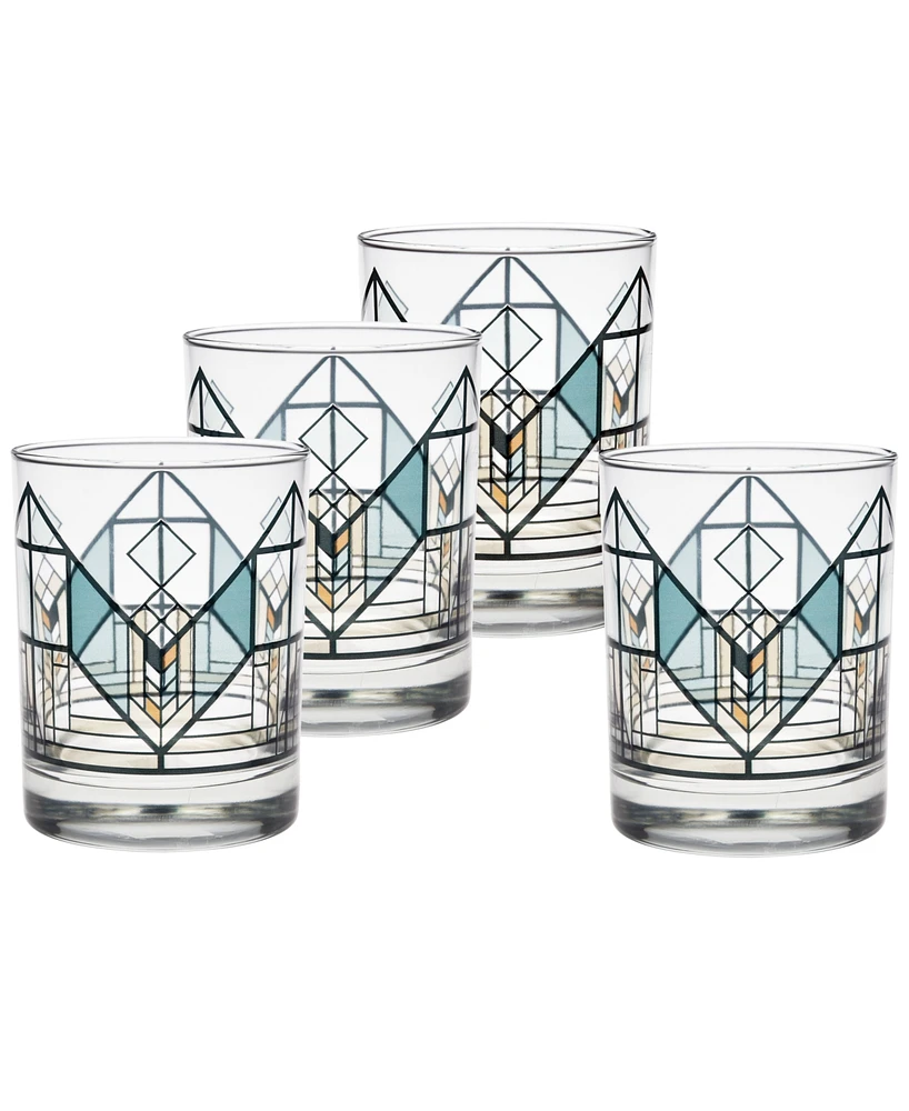 Frank Lloyd Wright Lake Geneva Tulip Double Old Fashioned Glasses, Set of 4