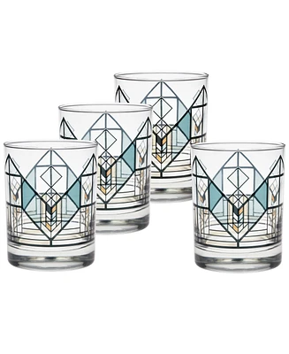 Frank Lloyd Wright Lake Geneva Tulip Double Old Fashioned Glasses, Set of 4