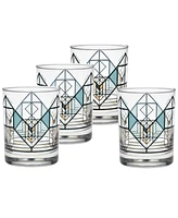 Frank Lloyd Wright Lake Geneva Tulip Double Old Fashioned Glasses, Set of 4