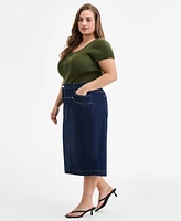 Bar Iii Trendy Plus Denim Midi Skirt, Exclusively at Macy's