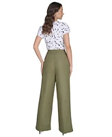 Calvin Klein Petite High-Rise Wide-Leg Pants