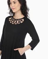 White Mark Women's Criss Cross Neckline A-line Dress