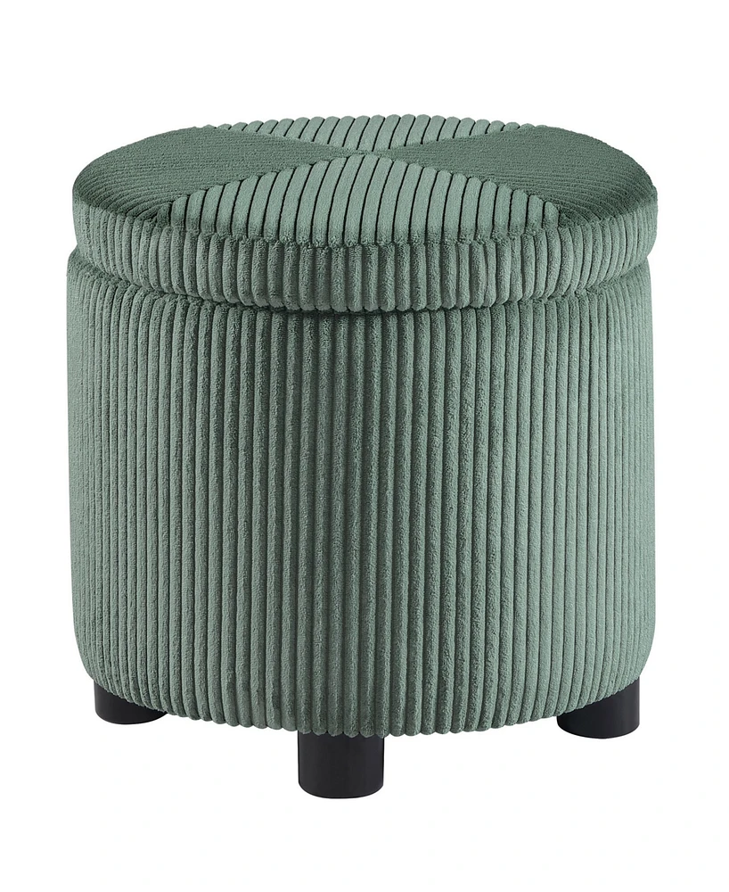 Convenience Concepts 15.75" Designs4Comfort Round Corduroy Accent Storage Ottoman with Reversible Tray