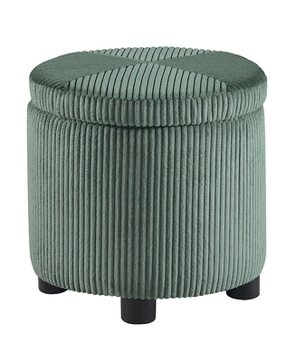 Convenience Concepts 15.75" Designs4Comfort Round Corduroy Accent Storage Ottoman with Reversible Tray