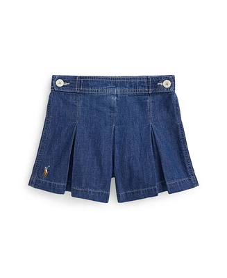 Polo Ralph Lauren Big Girls Pleated Indigo Denim Shorts