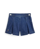 Polo Ralph Lauren Big Girls Pleated Indigo Denim Shorts