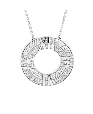 Pre-Owned Tiffany & Co. Large Atlas Closed X Medallion Pendant Necklace 18K White Gold with Pave Diamonds