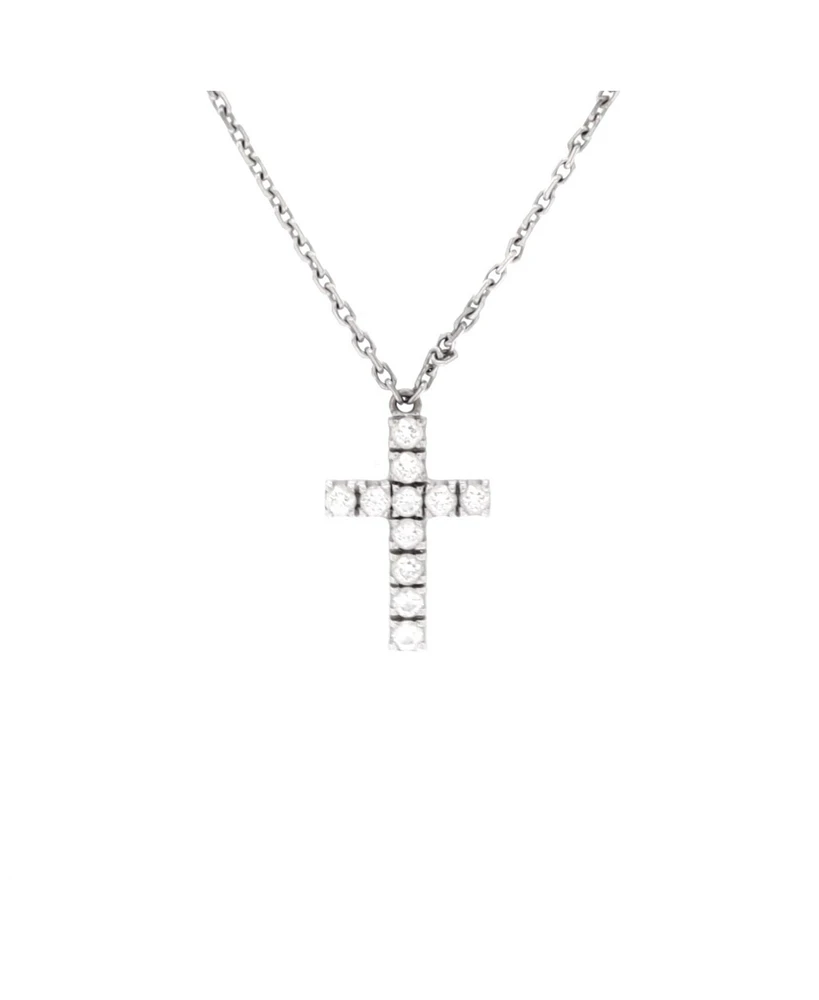 Pre-Owned Cartier Cross Pendant Necklace 18K White Gold with Diamonds