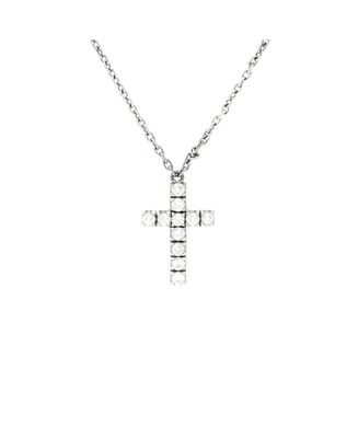Pre-Owned Cartier Cross Pendant Necklace 18K White Gold with Diamonds