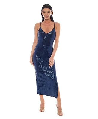 bebe Women's Disco Dot Maxi Tank Bodycon Dress