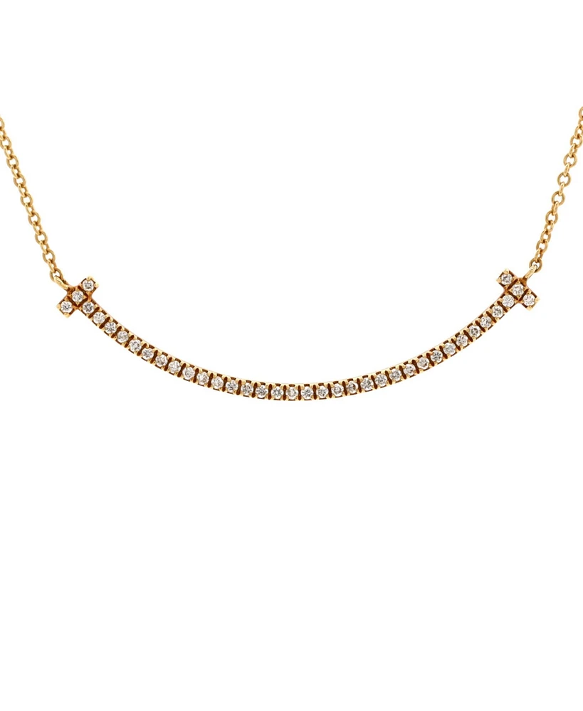 Pre-Owned Tiffany & Co. Small T Smile Pendant Necklace 18K Gold and Diamonds