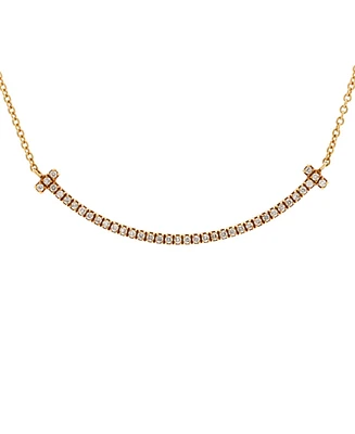 Pre-Owned Tiffany & Co. Small T Smile Pendant Necklace 18K Gold and Diamonds