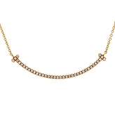 Pre-Owned Tiffany & Co. Small T Smile Pendant Necklace 18K Gold and Diamonds