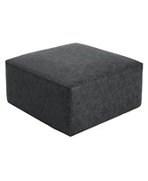 Modern Faux Leather Ottoman Square Footrest with Foam Cushion Modular Sectional for Living Room Seating or Coffee Table Use-The Pop Home