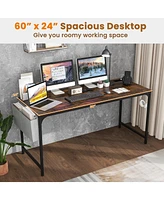 60 Inch Computer Desk with Charging Station Storage Bag
