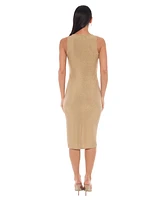 Bebe Women's Racer Neck Milan Metallic Maxi Dress