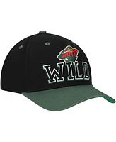 Mitchell & Ness Men's Black/Green Minnesota Wild Backside Script 2-Tone Pro Crown Adjustable Hat