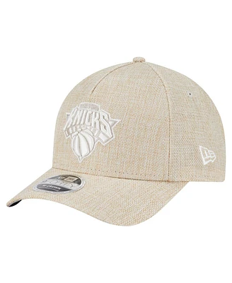 New Era Men's Tan New York Knicks Injection Woven A-Frame 9FORTY Adjustable Hat