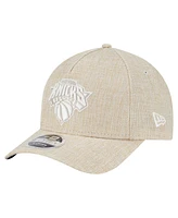 New Era Men's Tan New York Knicks Injection Woven A-Frame 9FORTY Adjustable Hat