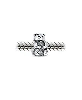 Bling Jewelry Cute Teddy Bear Charm Bead in Oxidized Sterling Silver for European Bracelets