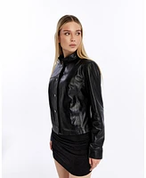 Furniq Uk Women's Leather Bomber Jacket, Created for Macy s