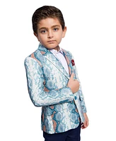 Elie Balleh Boys Blue Slim Fit Snakeskin Blazer