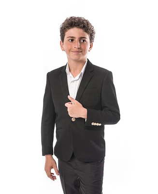 Elie Balleh Toddler Black Slim Fit Honeycomb Blazer