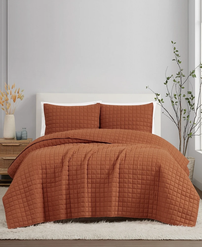 Brookyln Loom Flax Linen 3-Pc. Quilt Set, King