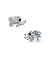 Bling Jewelry Tiny Pave Cz Stud Earrings: Good Luck Wise Elephant in Sterling Silver