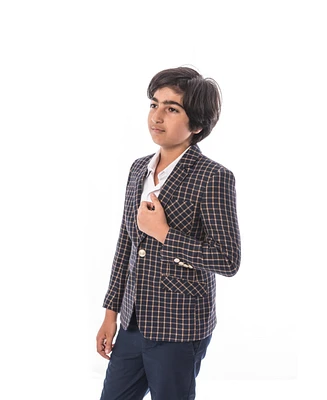 Elie Balleh Toddler Navy Slim Fit Plaid Blazer