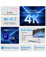 Hp OmniStudio X 31.5" Premium All-in-One Intel Core Ultra 7 155H 16GB Ram Intel Arc Graphics 512GB Ssd Storage Windows 11 Home Uhd 60Hz
