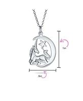 Bling Jewelry Unique Crescent Moon & Star Celestial Pegasus Unicorn Pendant Necklace Sterling Silver