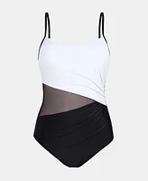 Cupshe Women's Scoop Neck Cutout Back Hook Mesh One Piece Swimsuit