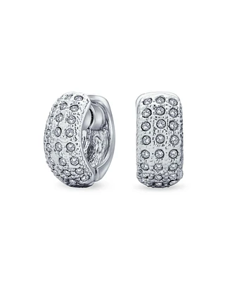 Bling Jewelry Fashion Crystal Huggie Hoop Magnetic Clip On Earrings Yellow Gold Plated For Non Pierced Ears