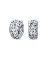 Bling Jewelry Fashion Crystal Huggie Hoop Magnetic Clip On Earrings Yellow Gold Plated For Non Pierced Ears
