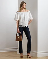 Lauren Ralph Women's Eyelet Cotton Off-the-Shoulder Blouse