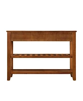 Mid-Century Style Solid Wood Console Table with Storage