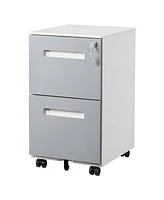 3 Drawer Mobile Locking File Cabinet, Rolling Filing Cabinet for Letter/A4 Size With 5 Wheels, Grey
