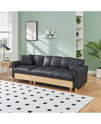 86.61 inches black technology cloth sofa, three sofa lift sofa bed, sofa bed with storage cabinet, sofa is soft and comfortable, suitable for meeting