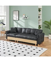86.61 inches black technology cloth sofa, three sofa lift sofa bed, sofa bed with storage cabinet, sofa is soft and comfortable, suitable for meeting