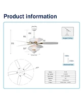 52" Low Profile Ceiling Fan with Remote, Glass Shade - Matte White
