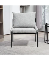 Modern Braided Accent Lounge Chair with Metal Frame (Grey)