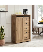Farmhouse 5-Drawer Dresser with Sliding Barn Door