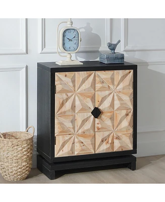 3D Geometric Carved Double-Door Cabinet